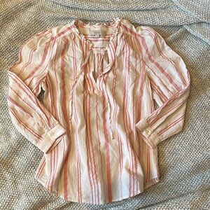 Loft striped tie neck blouse szM